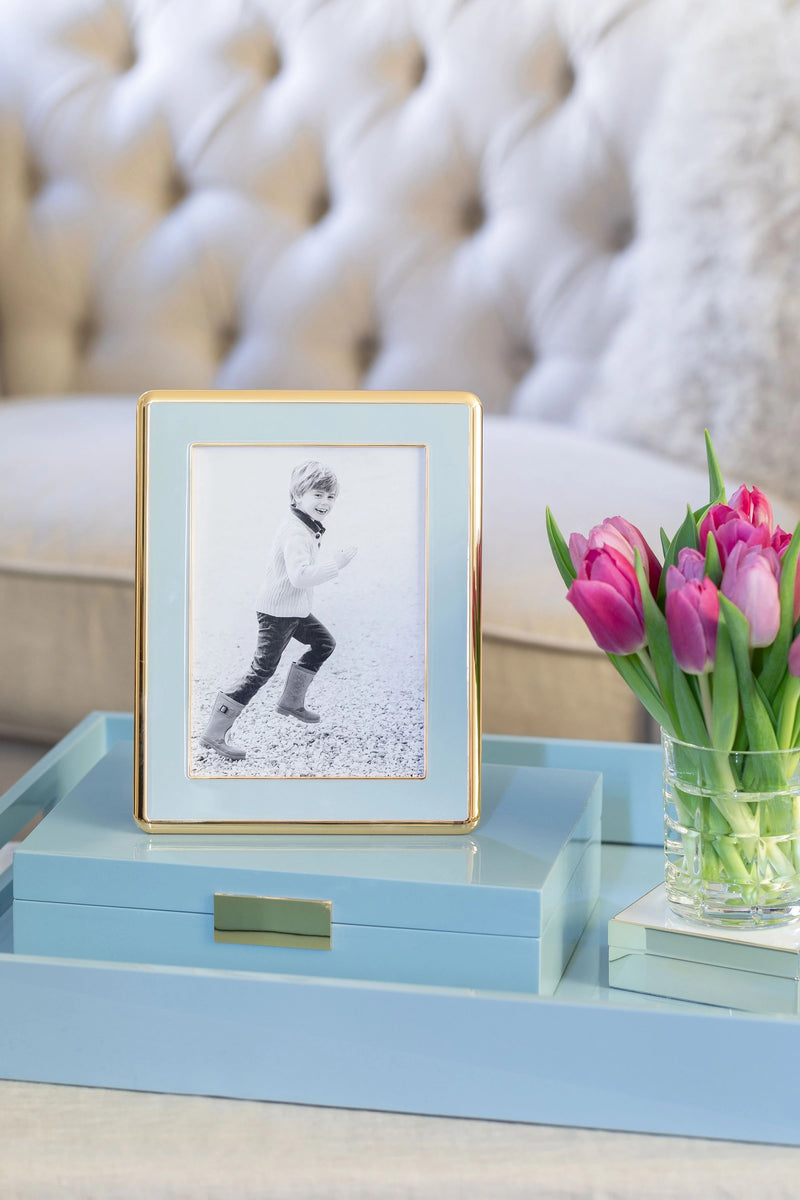 Powder Blue Enamel & Gold Curve Photo Frame Hong Kong – Fine Frames HK